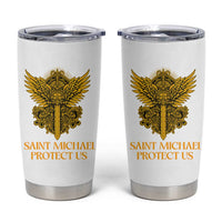 Vintage Catholic Saint Michael Protect Us Tumbler Cup Religious Gift