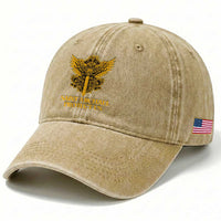 Vintage Catholic Saint Michael Protect Us Washed Cotton Baseball Cap Religious Gift