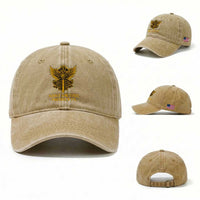 Vintage Catholic Saint Michael Protect Us Washed Cotton Baseball Cap Religious Gift