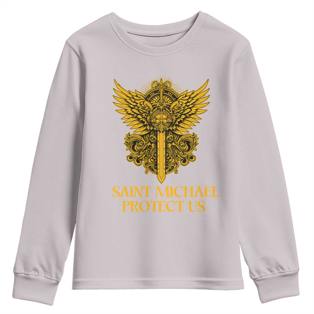 Vintage Catholic Saint Michael Protect Us Youth Sweatshirt Religious Gift