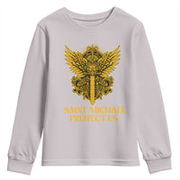 Vintage Catholic Saint Michael Protect Us Youth Sweatshirt Religious Gift