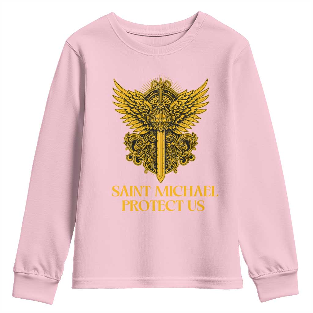 Vintage Catholic Saint Michael Protect Us Youth Sweatshirt Religious Gift
