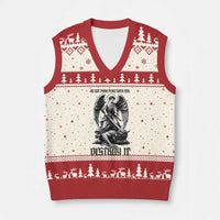 Do Not Make Peace With Evil V-Neck Knit Sweater Vest Archangel Saint Michael