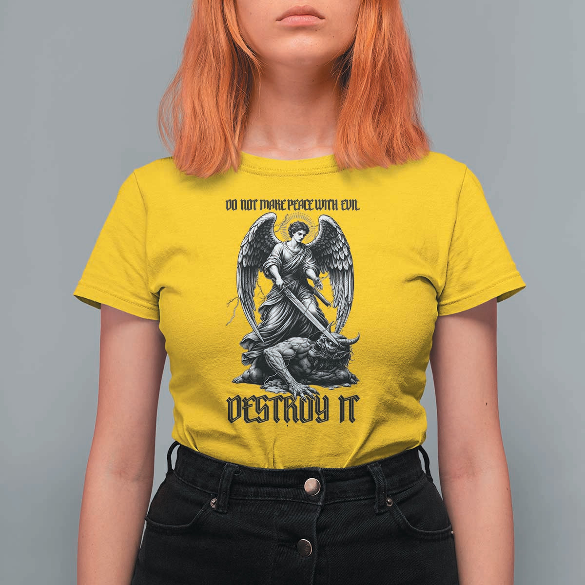 Do Not Make Peace With Evil T Shirt For Women Archangel Saint Michael