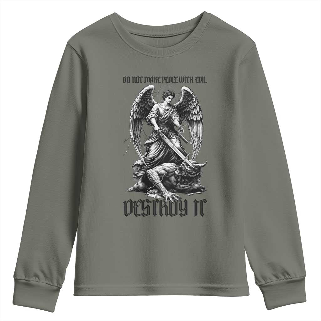 Do Not Make Peace With Evil Youth Sweatshirt Archangel Saint Michael
