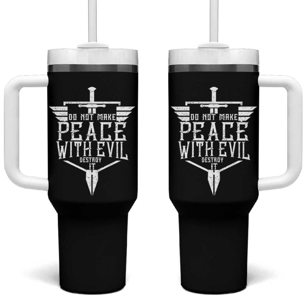 Do Not Make Peace With Evil Tumbler With Handle Catholic Protection Gift