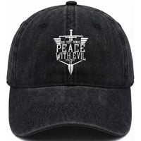 Do Not Make Peace With Evil Washed Cotton Baseball Cap Catholic Protection Gift