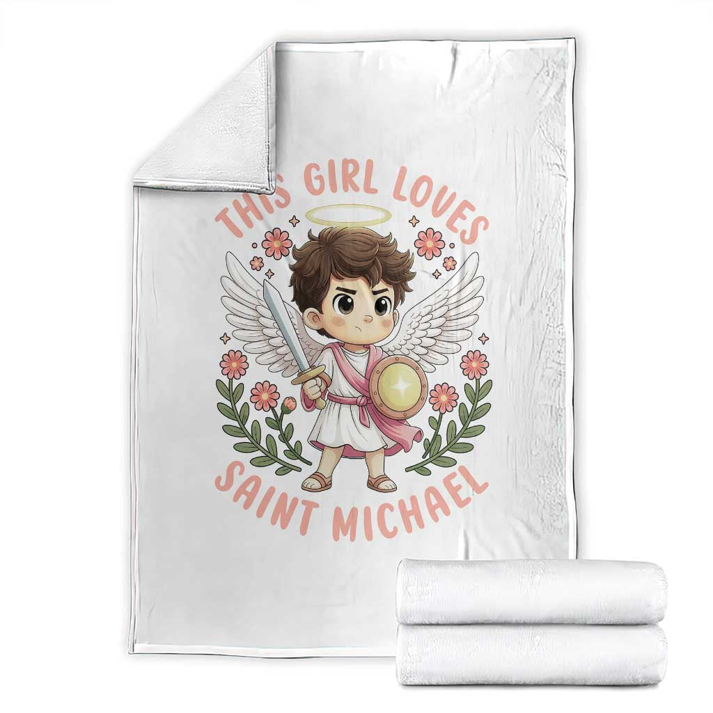 This Girl Loves Saint Michael Throw Blanket Religious Faith Gift