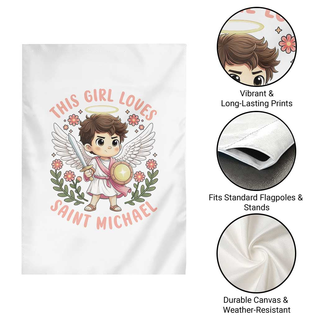 This Girl Loves Saint Michael Garden Flag Religious Faith Gift