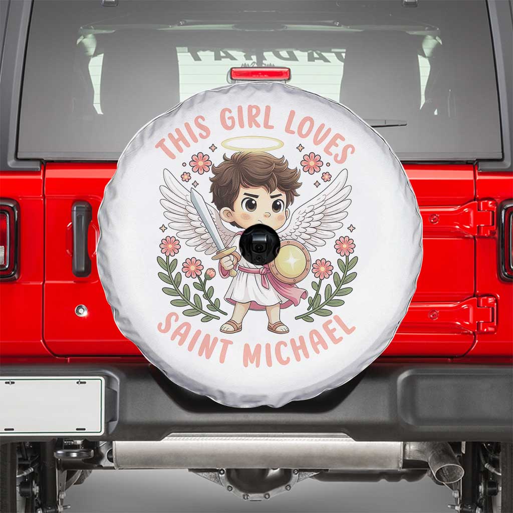 This Girl Loves Saint Michael Spare Tire Cover Religious Faith Gift