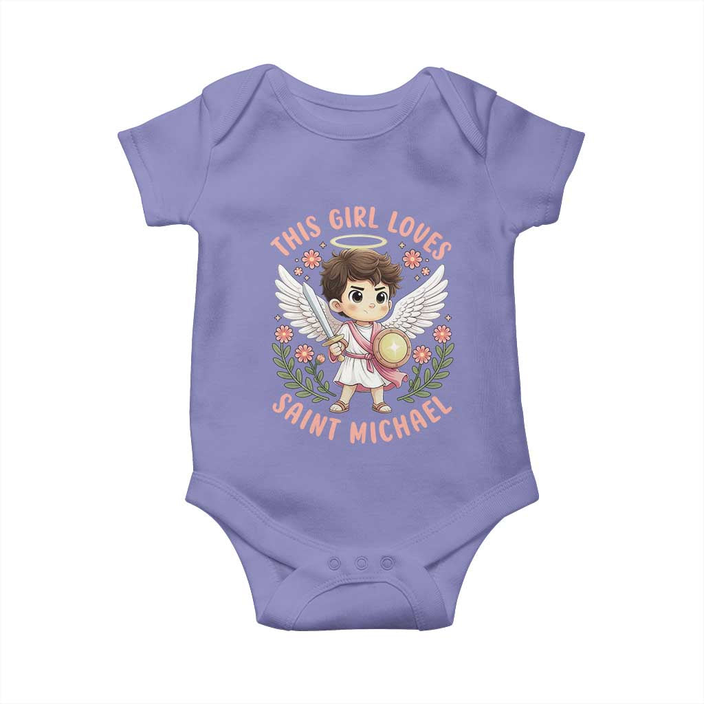 This Girl Loves Saint Michael Baby Onesie Religious Faith Gift
