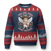 This Girl Loves Saint Michael Ugly Christmas Sweater Religious Faith Gift