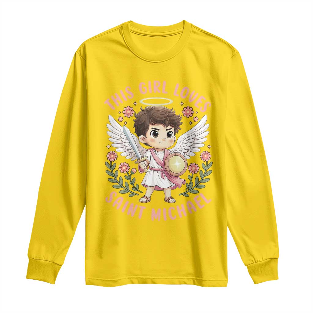 This Girl Loves Saint Michael Long Sleeve Shirt Religious Faith Gift