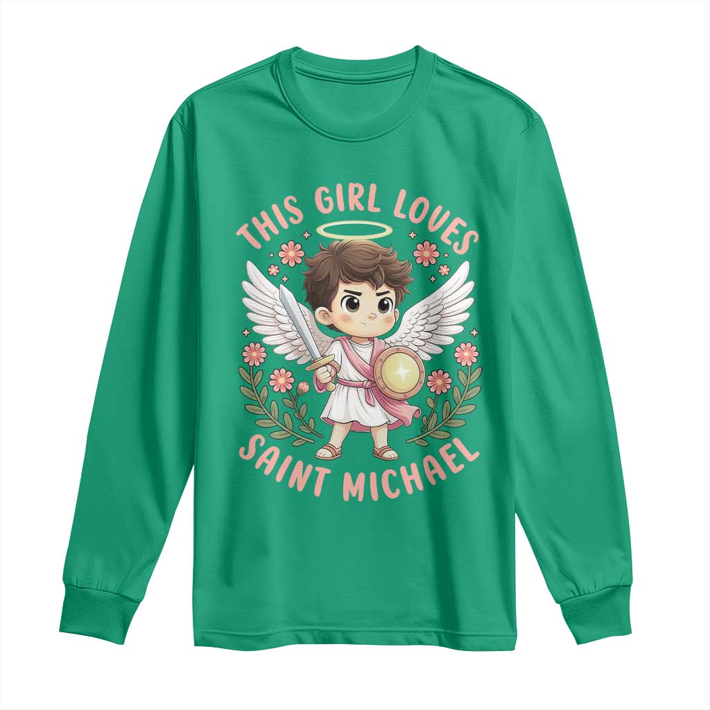 This Girl Loves Saint Michael Long Sleeve Shirt Religious Faith Gift