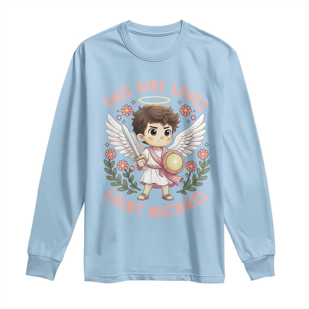 This Girl Loves Saint Michael Long Sleeve Shirt Religious Faith Gift