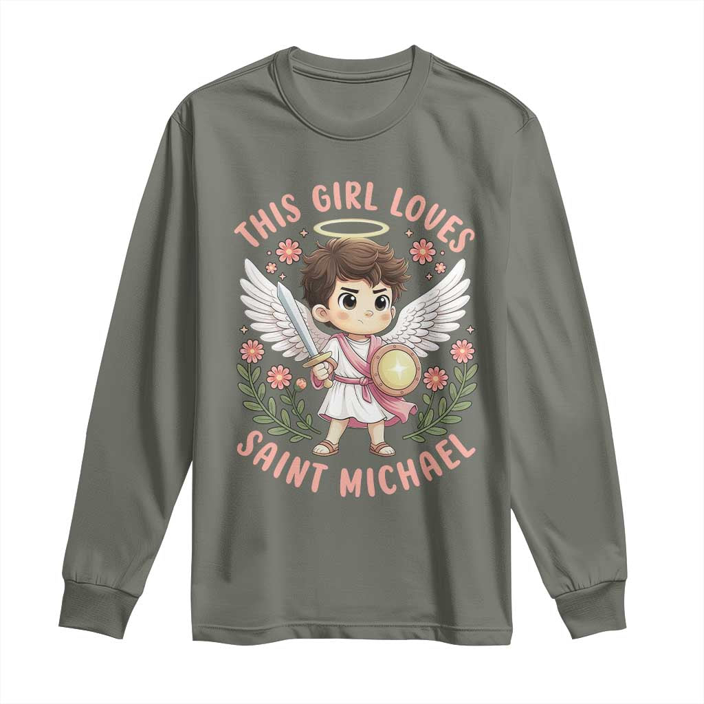 This Girl Loves Saint Michael Long Sleeve Shirt Religious Faith Gift
