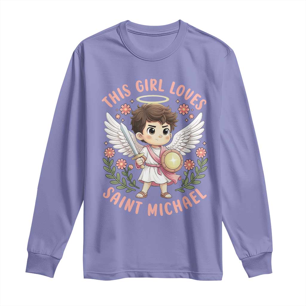 This Girl Loves Saint Michael Long Sleeve Shirt Religious Faith Gift