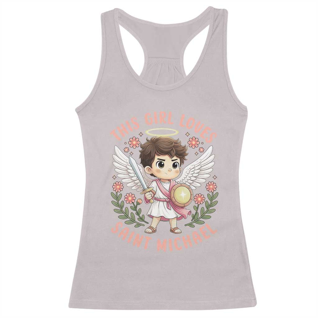This Girl Loves Saint Michael Racerback Tank Top Religious Faith Gift