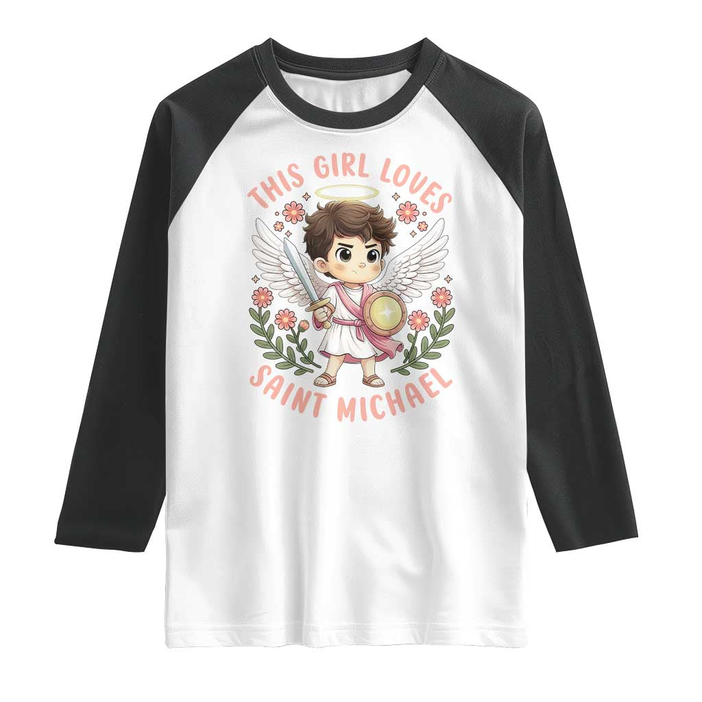 This Girl Loves Saint Michael Raglan Shirt Religious Faith Gift