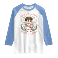 This Girl Loves Saint Michael Raglan Shirt Religious Faith Gift