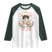This Girl Loves Saint Michael Raglan Shirt Religious Faith Gift