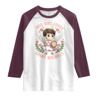 This Girl Loves Saint Michael Raglan Shirt Religious Faith Gift