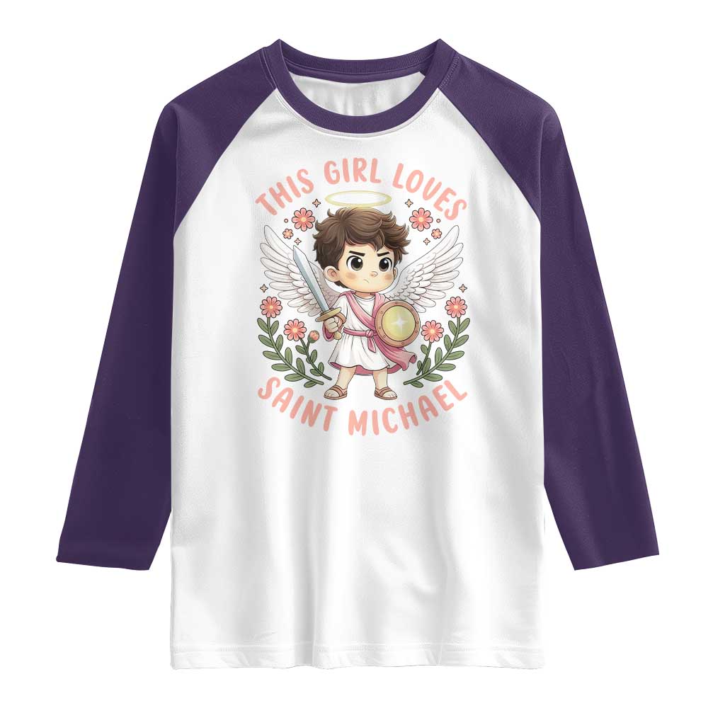 This Girl Loves Saint Michael Raglan Shirt Religious Faith Gift
