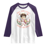 This Girl Loves Saint Michael Raglan Shirt Religious Faith Gift