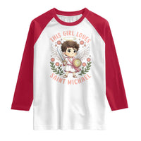 This Girl Loves Saint Michael Raglan Shirt Religious Faith Gift