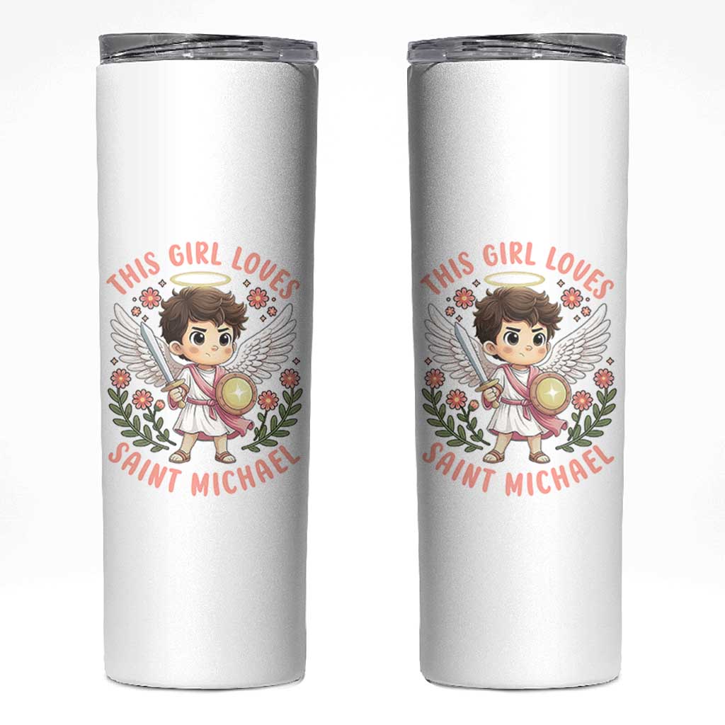This Girl Loves Saint Michael Skinny Tumbler Religious Faith Gift