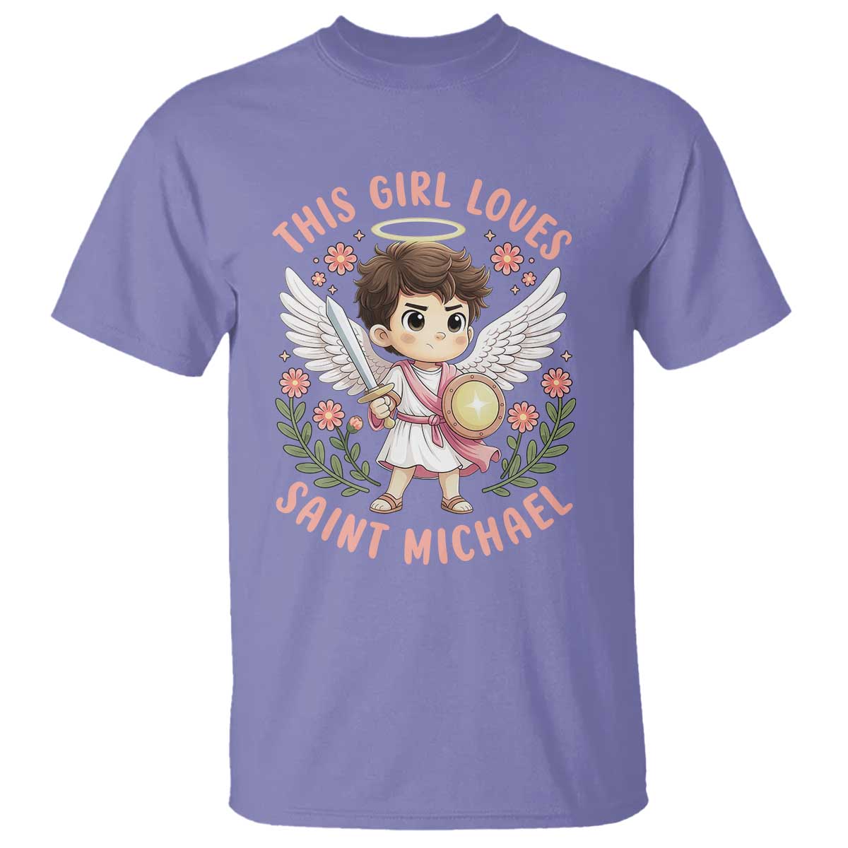 This Girl Loves Saint Michael T Shirt Religious Faith Gift