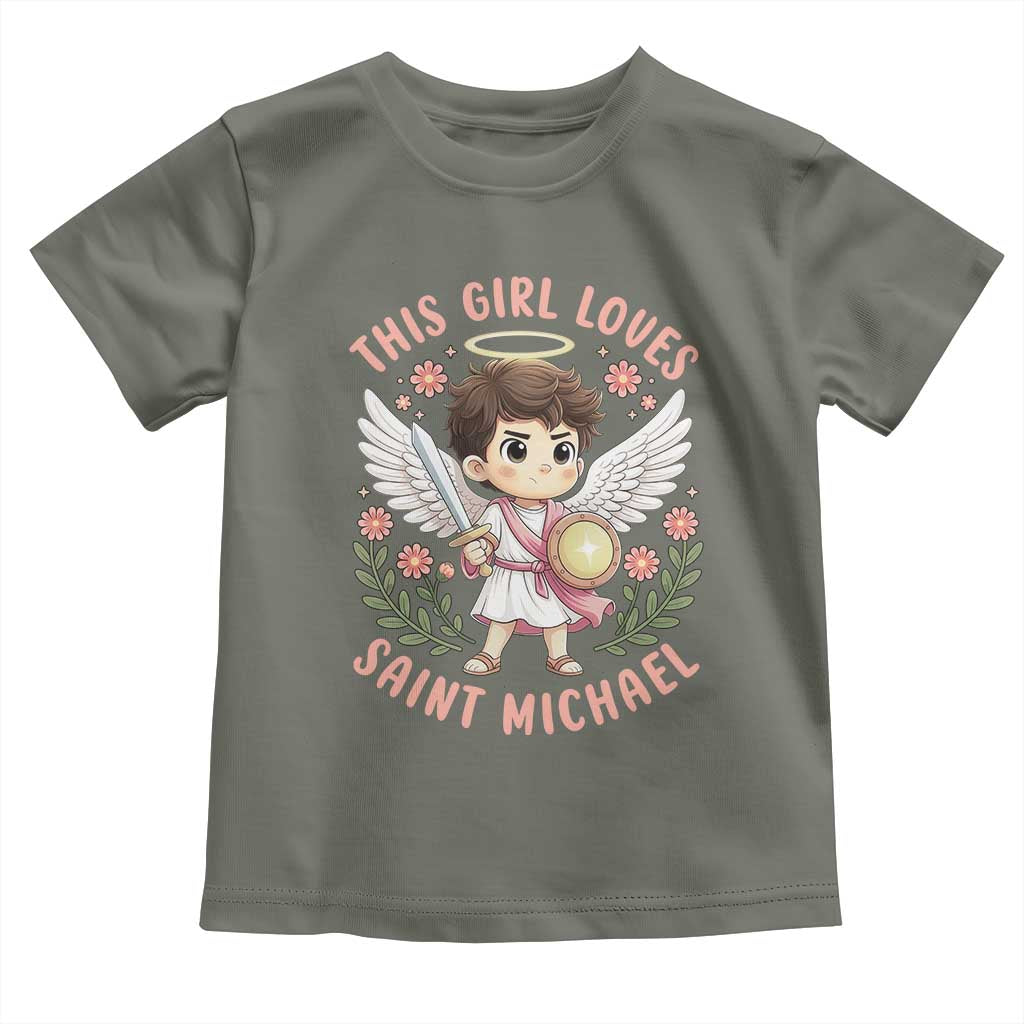 This Girl Loves Saint Michael Toddler T Shirt Religious Faith Gift