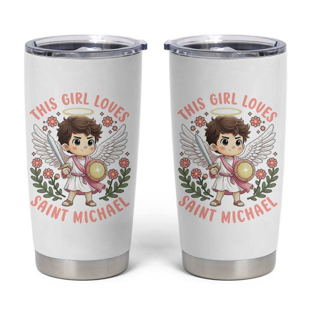 This Girl Loves Saint Michael Tumbler Cup Religious Faith Gift