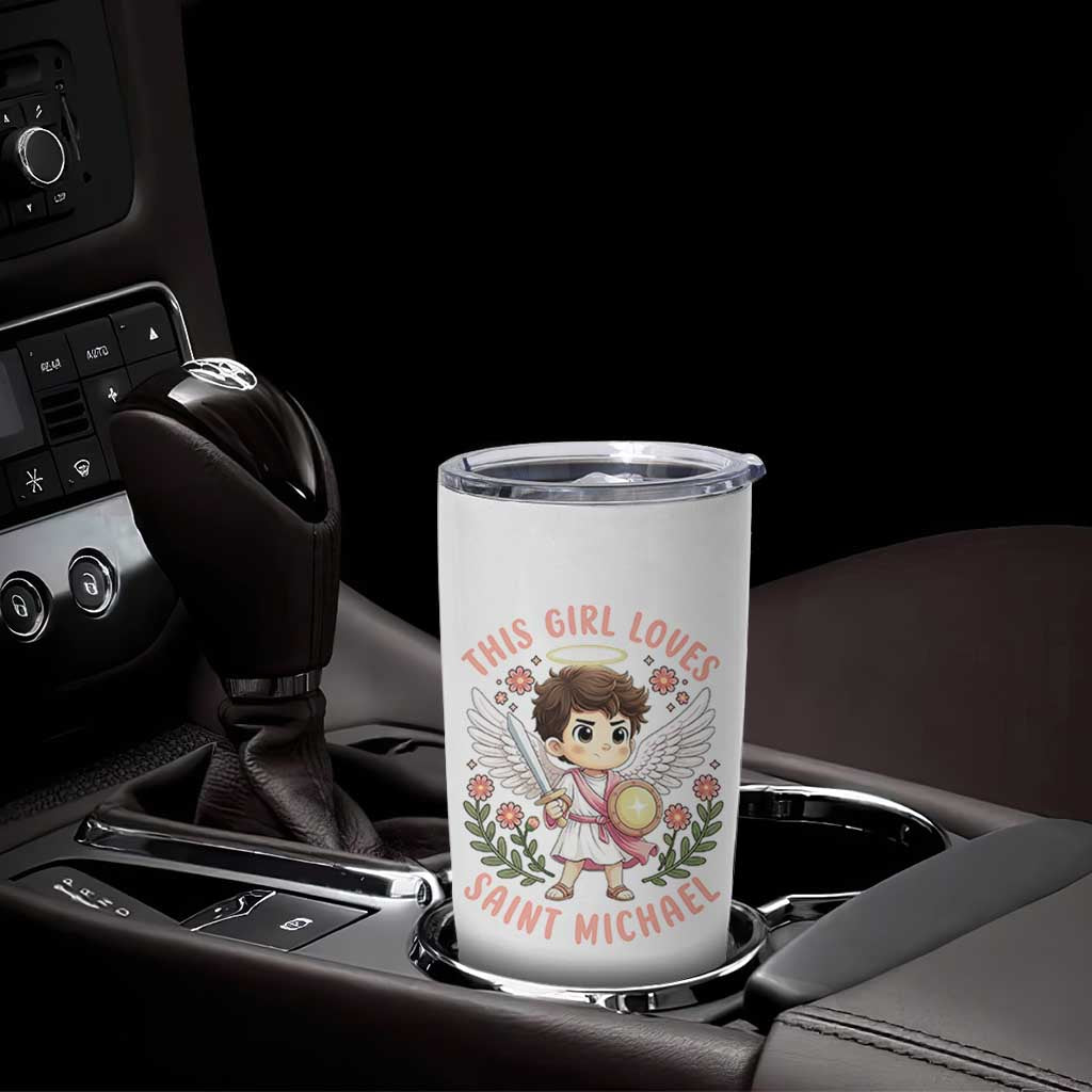This Girl Loves Saint Michael Tumbler Cup Religious Faith Gift