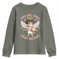 This Girl Loves Saint Michael Youth Sweatshirt Religious Faith Gift