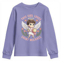 This Girl Loves Saint Michael Youth Sweatshirt Religious Faith Gift