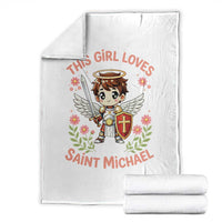 This Girl Loves Saint Michael Throw Blanket Catholic Faith Gift