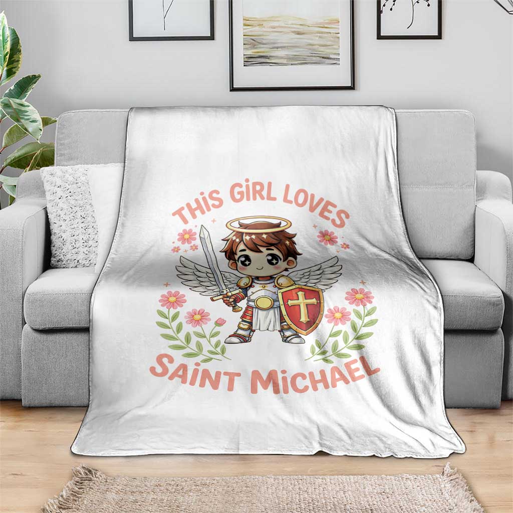 This Girl Loves Saint Michael Throw Blanket Catholic Faith Gift