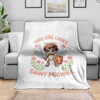 This Girl Loves Saint Michael Throw Blanket Catholic Faith Gift