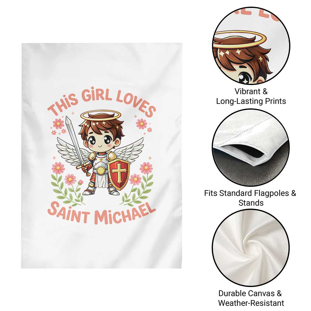 This Girl Loves Saint Michael Garden Flag Catholic Faith Gift