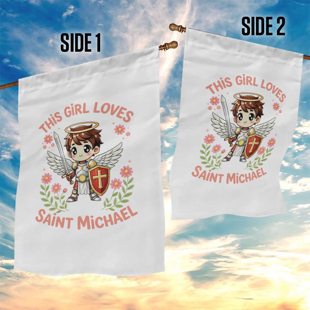 This Girl Loves Saint Michael Garden Flag Catholic Faith Gift