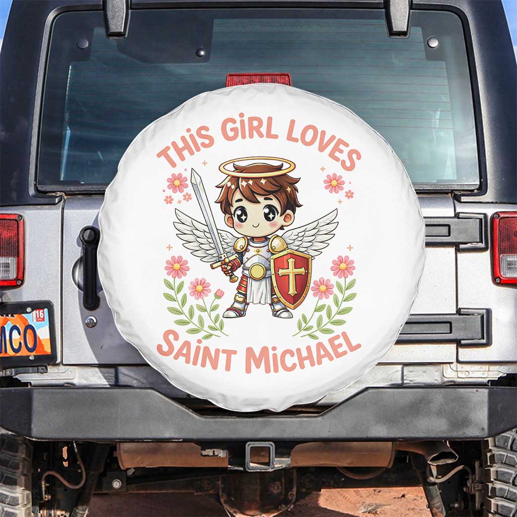 This Girl Loves Saint Michael Spare Tire Cover Catholic Faith Gift