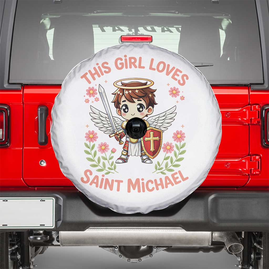 This Girl Loves Saint Michael Spare Tire Cover Catholic Faith Gift
