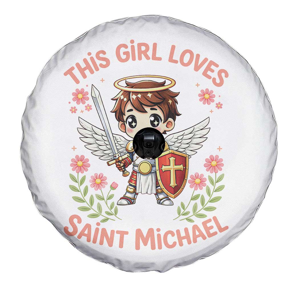 This Girl Loves Saint Michael Spare Tire Cover Catholic Faith Gift