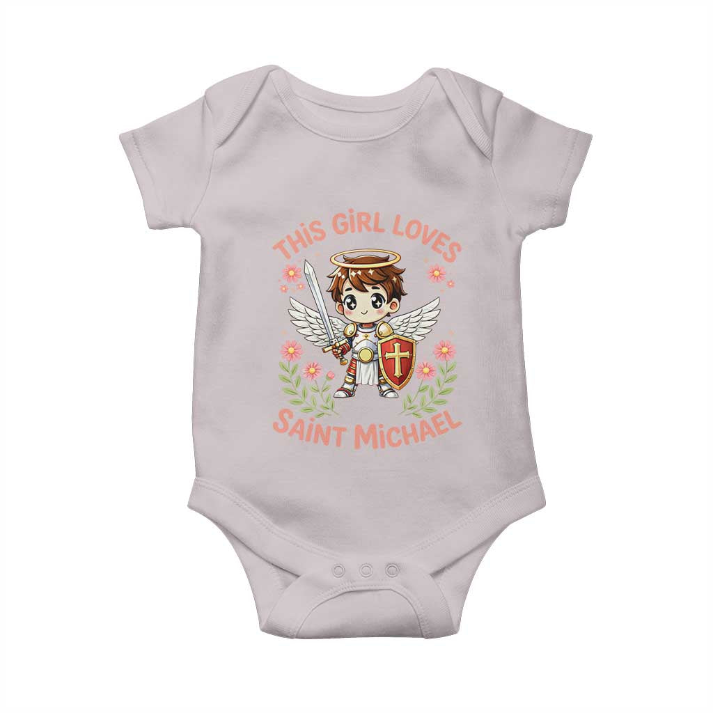 This Girl Loves Saint Michael Baby Onesie Catholic Faith Gift