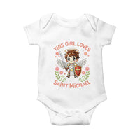 This Girl Loves Saint Michael Baby Onesie Catholic Faith Gift