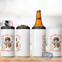 This Girl Loves Saint Michael 4 in 1 Can Cooler Tumbler Catholic Faith Gift