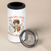 This Girl Loves Saint Michael 4 in 1 Can Cooler Tumbler Catholic Faith Gift