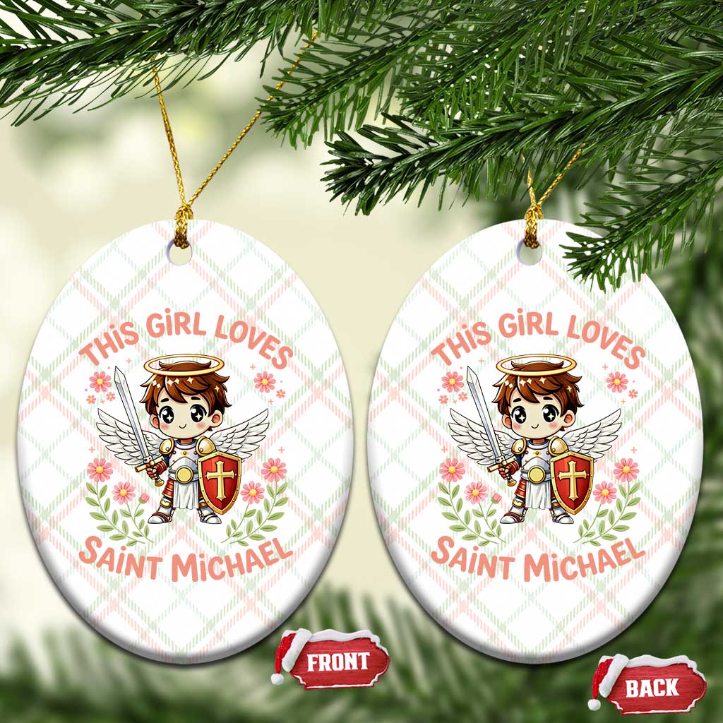 This Girl Loves Saint Michael Ceramic Ornament Catholic Faith Gift