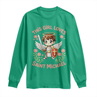 This Girl Loves Saint Michael Long Sleeve Shirt Catholic Faith Gift